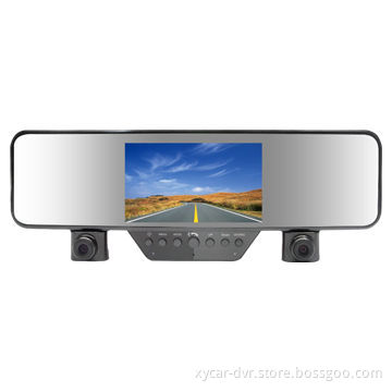New HD 720P Dual Lens Rear-view Mirror DVR Camera/Car Black Box with GPS/Bluetooth/IR Remote Control